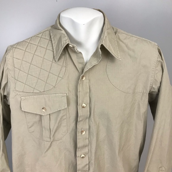 Vintage LL Bean Beige Shooting Shirt XL USA Made - Picture 2 of 7